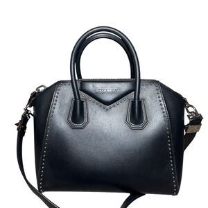 GIVENCHY Black Leather Studded Antigona 2way Small Boston Doctor Bag Satchel